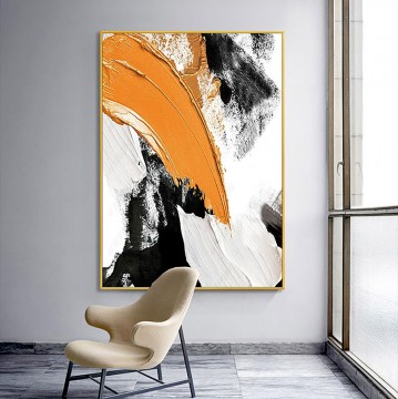  Paleta Obras - Pincel abstracto naranja de Palette Knife wall art minimalismo